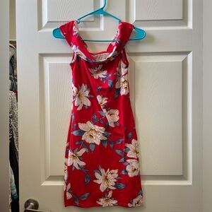 Red floral dress
